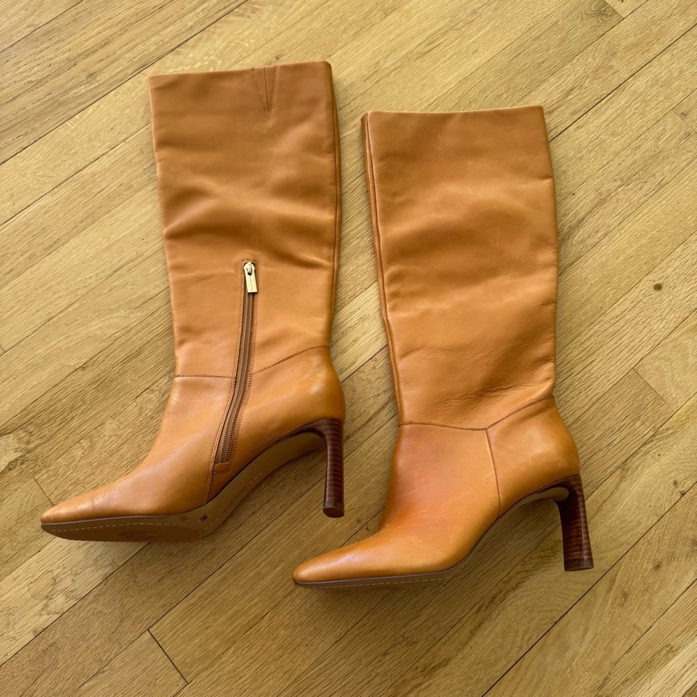 Vince Camuto Hersha Leather stacked heel Knee-High Boots - Picture 2 of 4